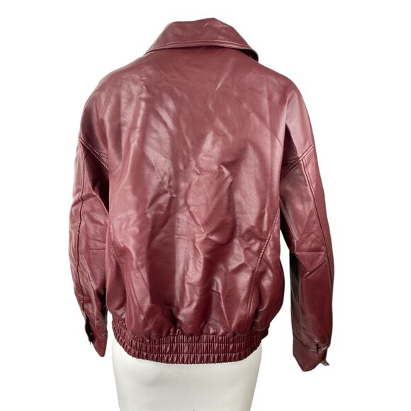 NEW Pretty Garden Women's Red Faux Vegan Leather Full Zip Moto Coat Jacket Sz S - Picture 2 of 4